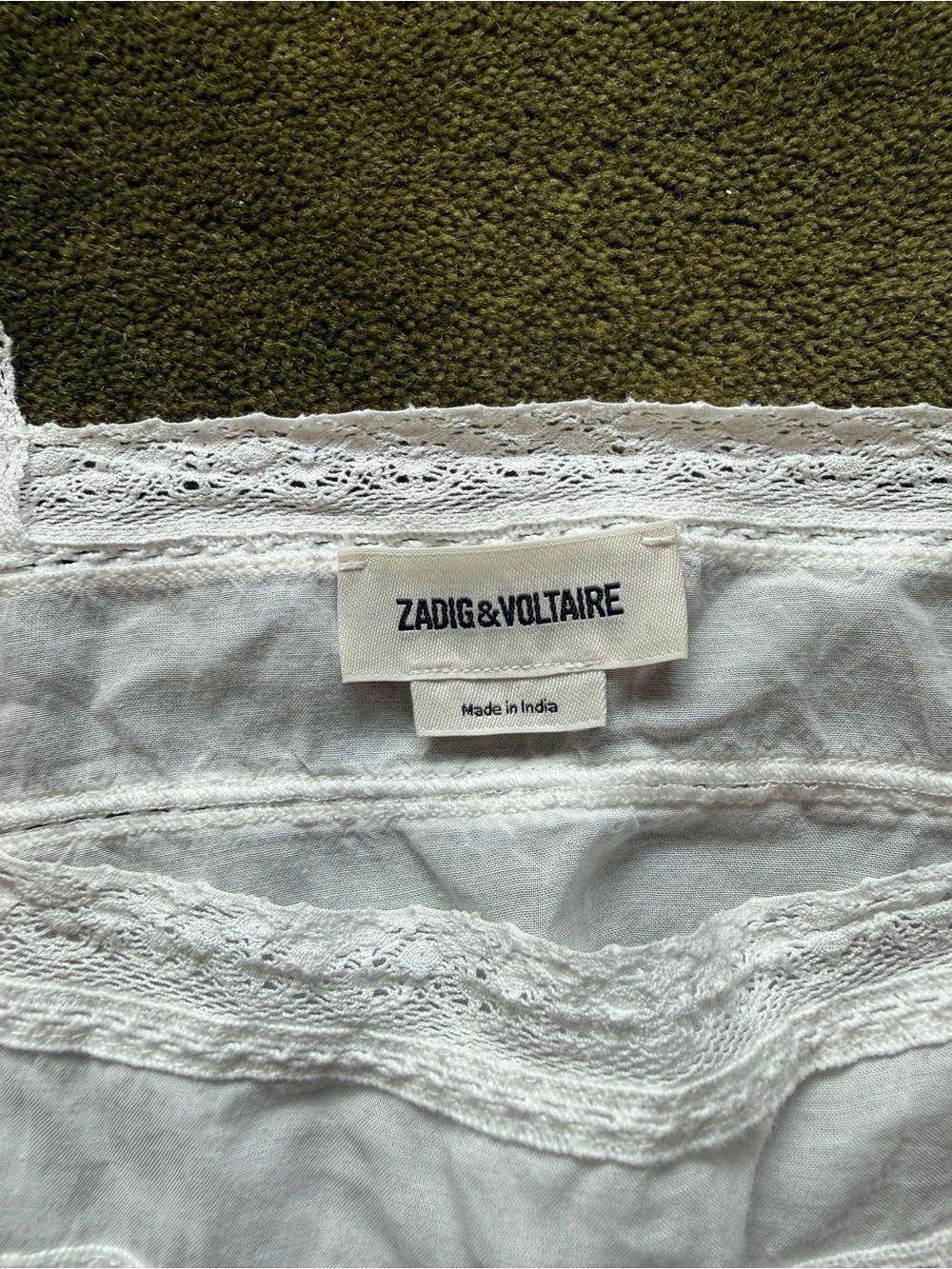 Zadig & Voltaire White Lace-Trim Cotton Chemise Top - Picture 6 of 7